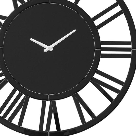 43" Black Mirrored Acrylic Silent Analog Circle Wall Clock - Anthony & Home