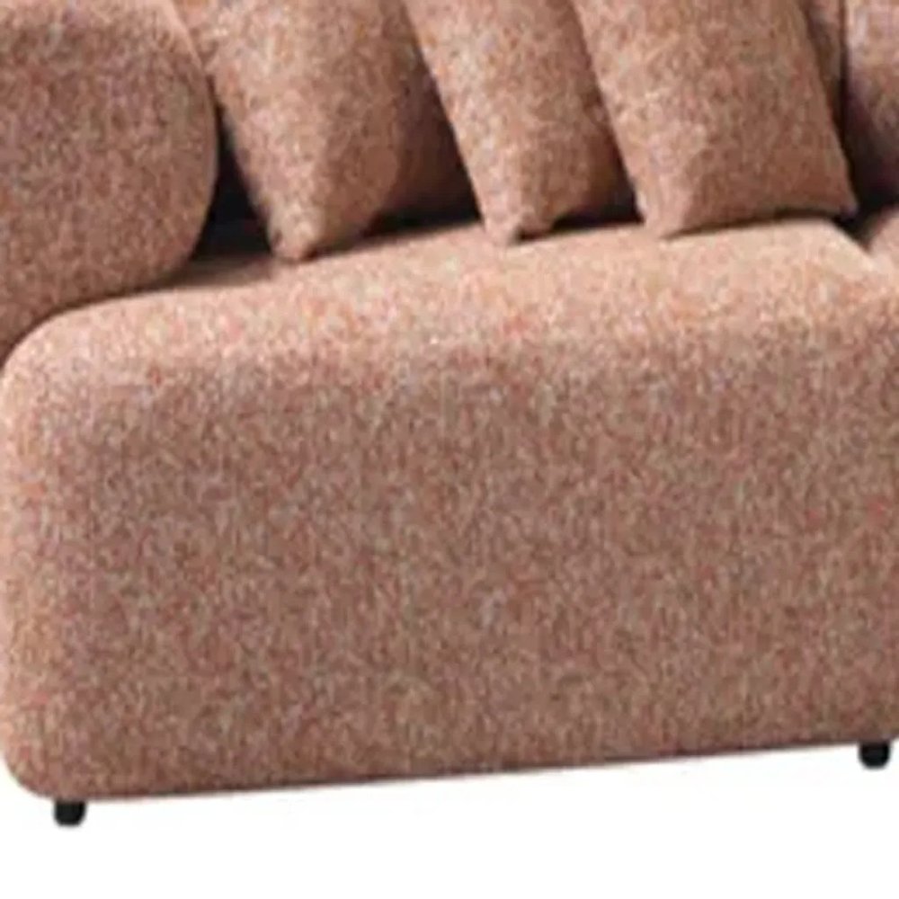 Orange Boucle Modular Curved Three Piece Sectional With Toss Pillows