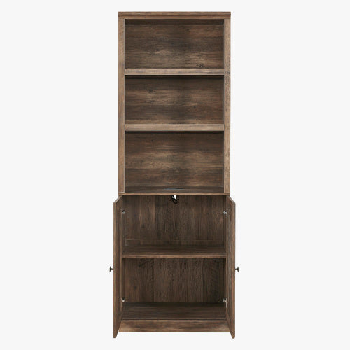 1 Door Bookshelf With USB Port And 3 Open Shelf Rustic Brown