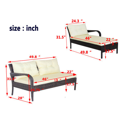 Outdoor Patio Conversation Set 2 Piece Wicker Rattan