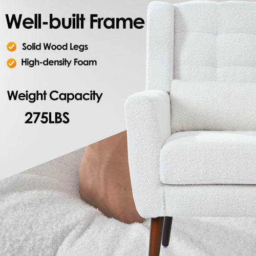 Modern White Teddy Fabric Upholstered Living Room Chairs