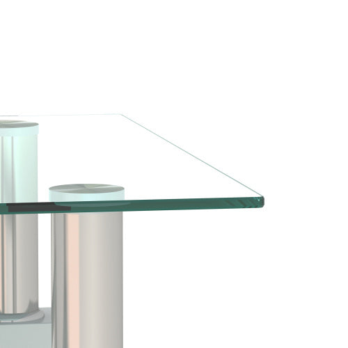 Modern Tempered Glass Coffee End Table White Living Room