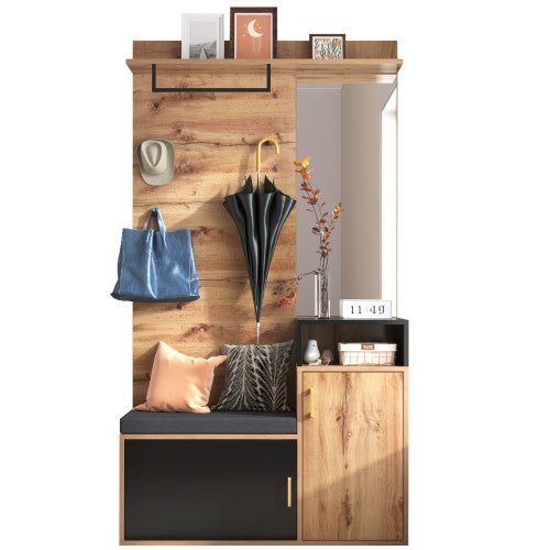 Wardrobe Set With Coat Hooks Mirror Shoe Cabinet Bench