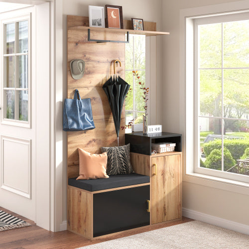 Wardrobe Set With Coat Hooks Mirror Shoe Cabinet Bench