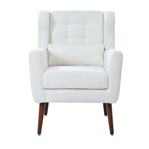 Modern White Teddy Fabric Upholstered Living Room Chairs