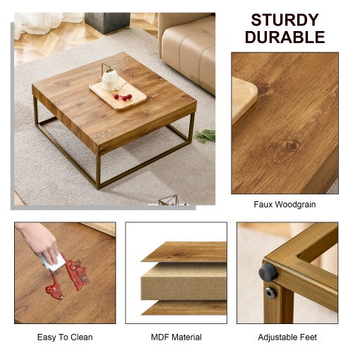 Modern Coffee Table With MDF Desktop And Metal Legs