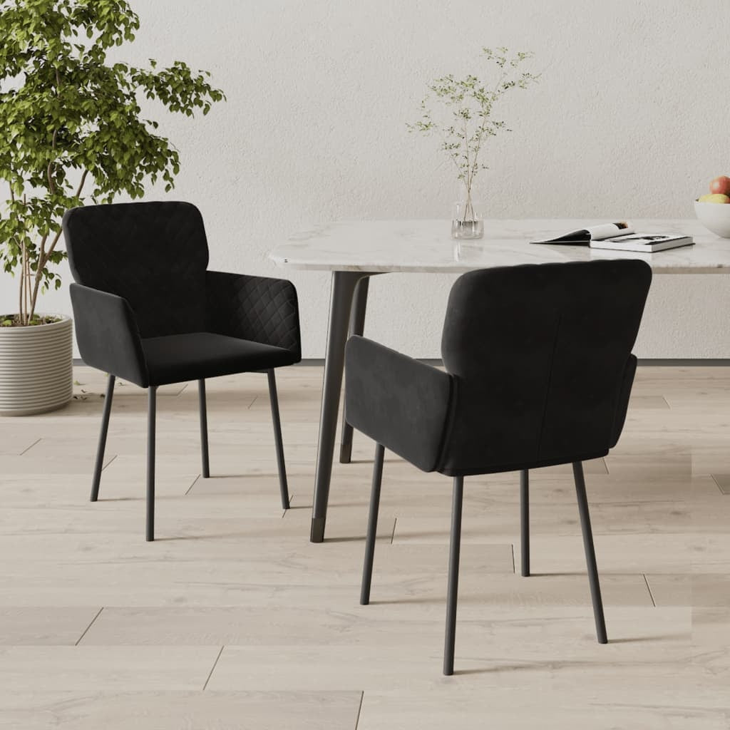 Black Velvet Dining Chairs Set of 2 for Elegant Dining