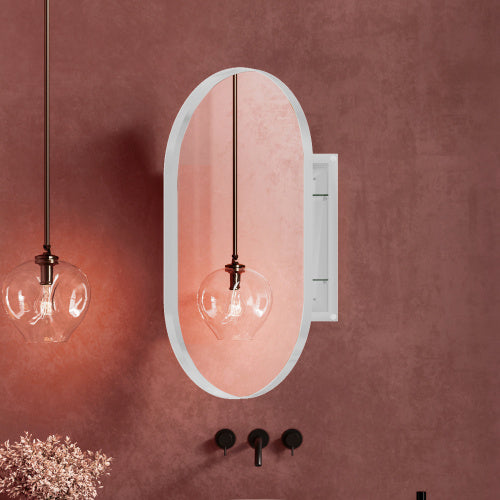 20x34 Inch Oval Metal Frame Medicine Cabinet With Mirror