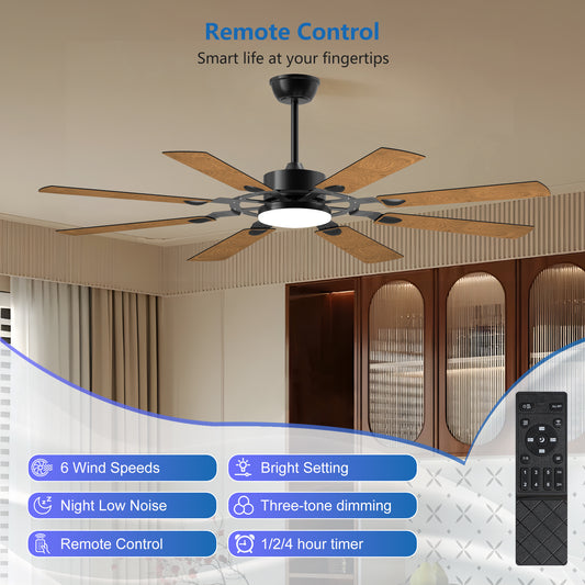 Anthony & Home Windmill Collection 60-inch iron ceiling fan with integrated lights, featuring a modern design and multiple blades.