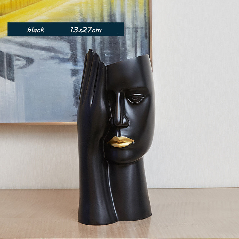 Elegant Modern Twin Resin Vase Decor With Light Ornaments