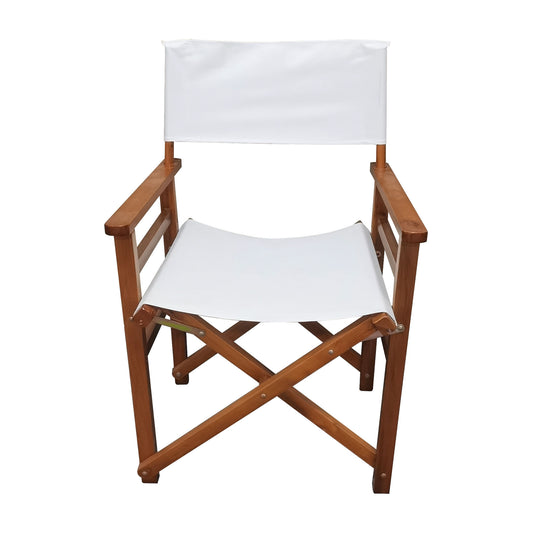 Natural solid wood director chair set with canvas seats, deluxe style by Anthony & Home, sturdy and stylish for outdoor or indoor use.