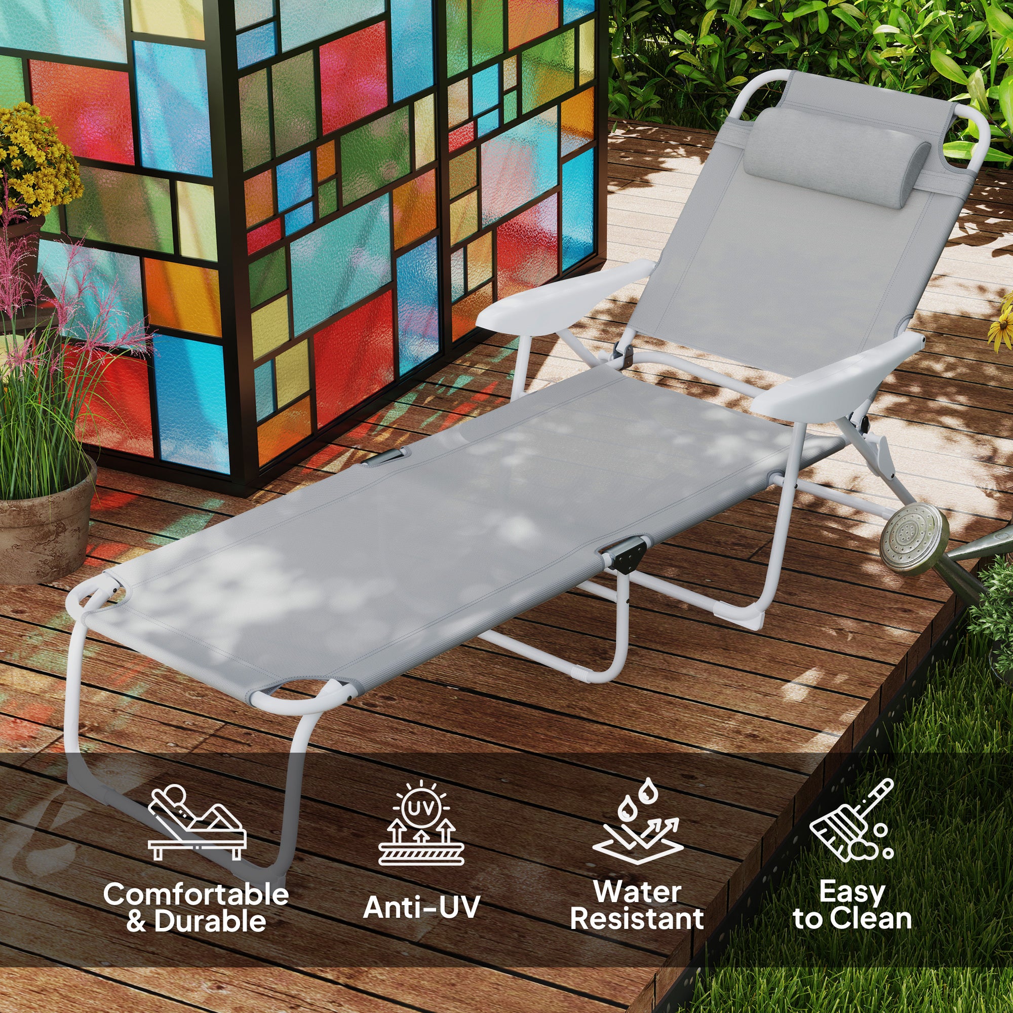 Outdoor Beach Lounge Chairs With Four Position Backrest