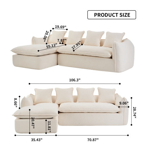 Video Provided Deep Seat 3 Seater L Shape Sofa Chaise