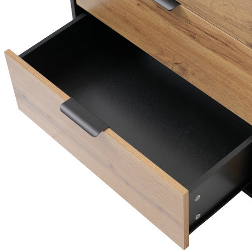 Oak Glass Sideboard Dresser With 6 Drawers And 2 Shelves