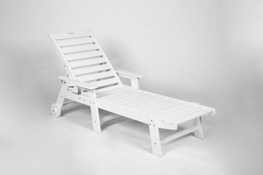 Woodgrain HDPE lounge chair set with side table by Anthony & Home, showcasing modern outdoor patio furniture.