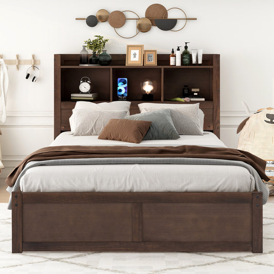 Anthony & Home Espresso Platform Bed from Luxe Collection with sleek design and sturdy wooden frame, shown in a modern bedroom setting.
