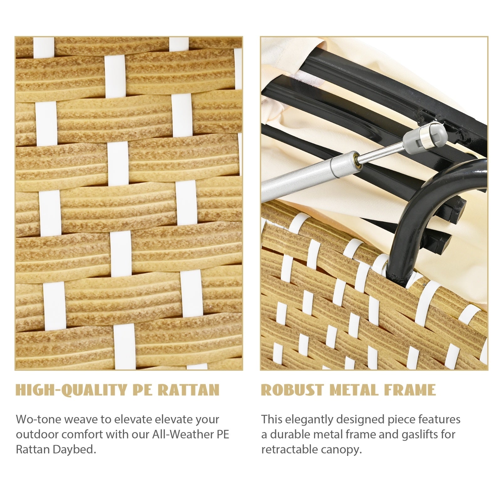 Topmax Patio Outdoor Sectional Sofa Set Rattan Daybed Beige