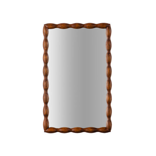 Mid Century Modern Mirror With Solid Wood Frame Wall Mount