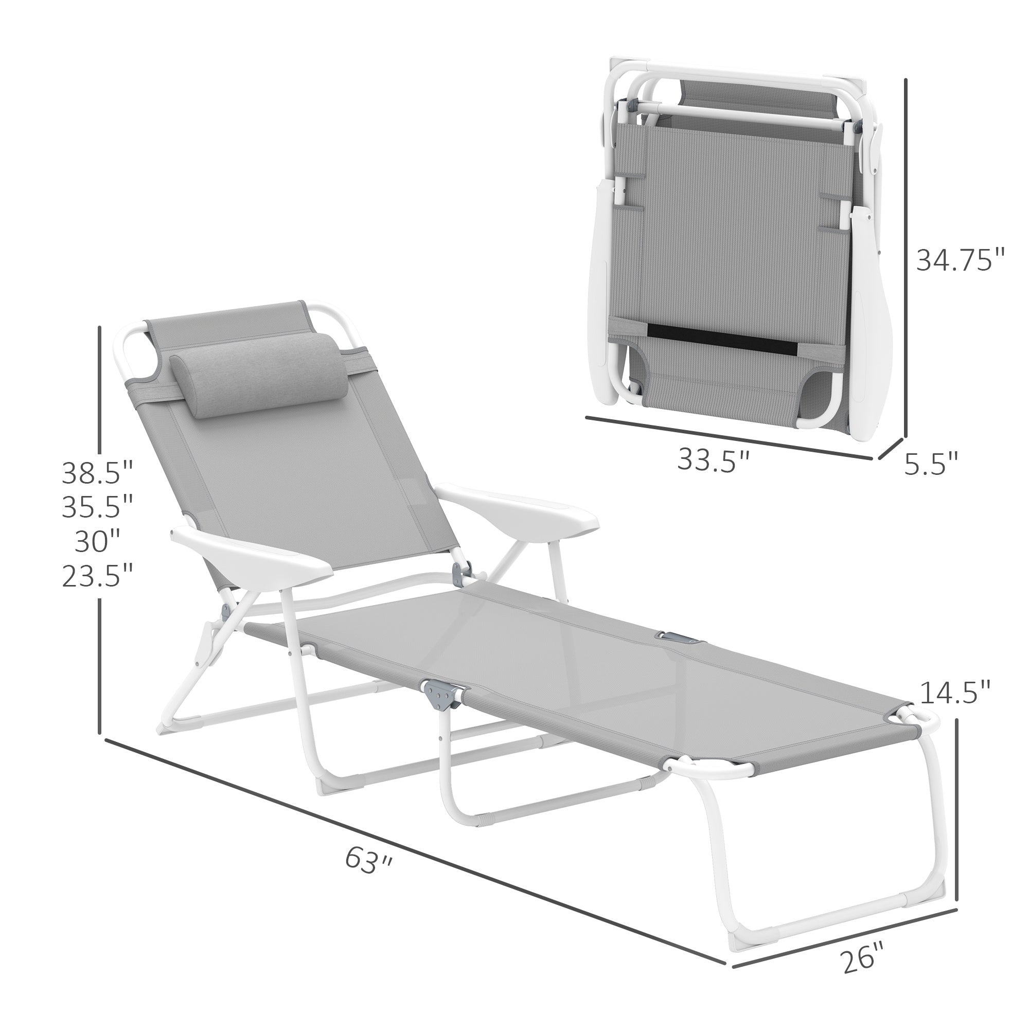 Outdoor Beach Lounge Chairs With Four Position Backrest