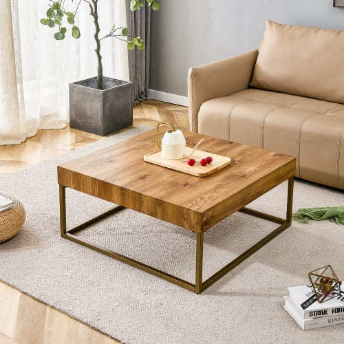 Modern Coffee Table With MDF Desktop And Metal Legs