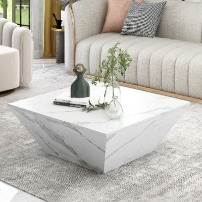 Marbling PVC Coffee Table White Nesting Table 70x70x36cm