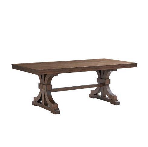 Oak Rubber Wood Dining Table For 6 To 8 With Trestle Base