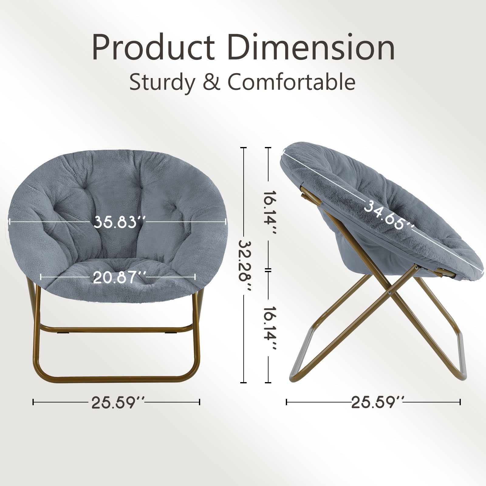 White Faux Fur Disc Chair For Bedroom And Living Room