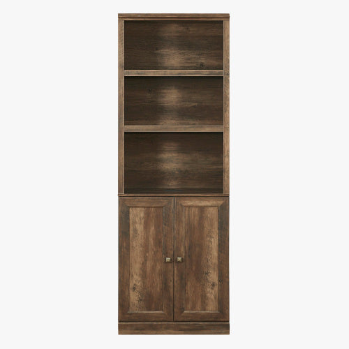 1 Door Bookshelf With USB Port And 3 Open Shelf Rustic Brown