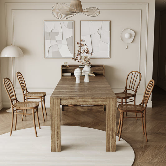 Extendable Heritage Collection dining table by Anthony & Home with polished wood finish and adjustable length for versatile dining space.