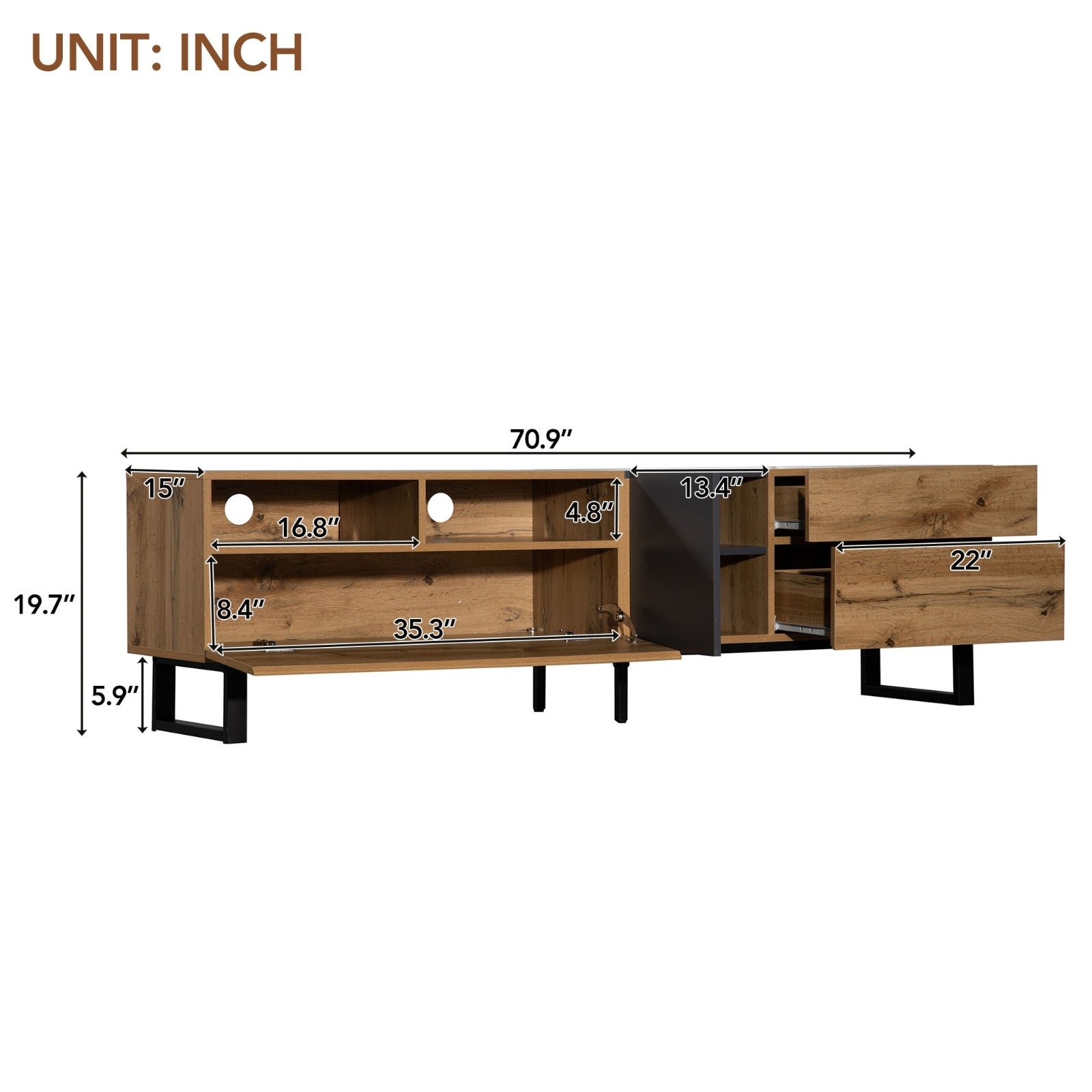 Modern TV Stand For 80 Inch TV With Double Storage Shelves