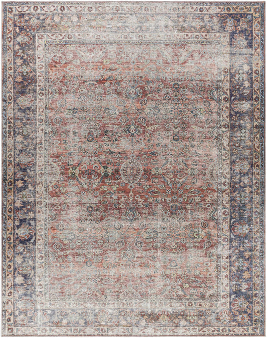Rust Anahawan Distressed Washable Area Rug Heritage Elite - Anthony & Home