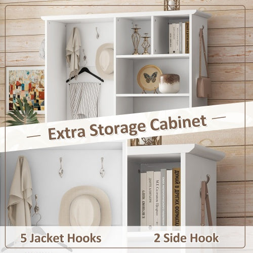 White Hall Tree With Shelves Bench And Coat Rack Storage