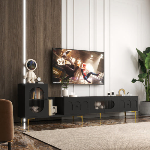 Wood Extendable TV Stand Entertainment Center Media Console