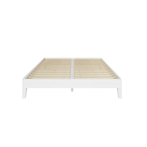 Nix Queen Platform Bed White Wood Frame For Modern Bedroom
