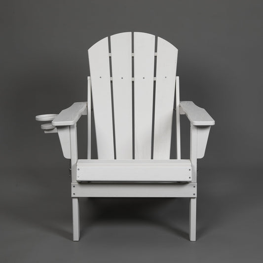 HDPE Wood Texture Folding Adirondack Chair Dual Cup Holder Coastal Collection Exclusive Design - Anthony & Home
