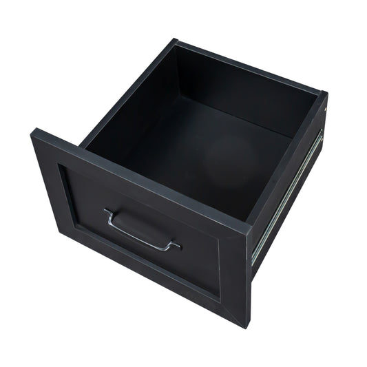 Antiqued black home office computer desk with hutch from Anthony & Home Studio Collection, showcasing a stylish, functional workspace.