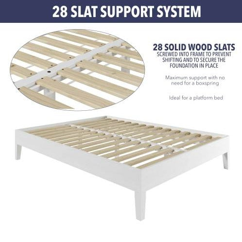 Nix Queen Platform Bed White Wood Frame For Modern Bedroom