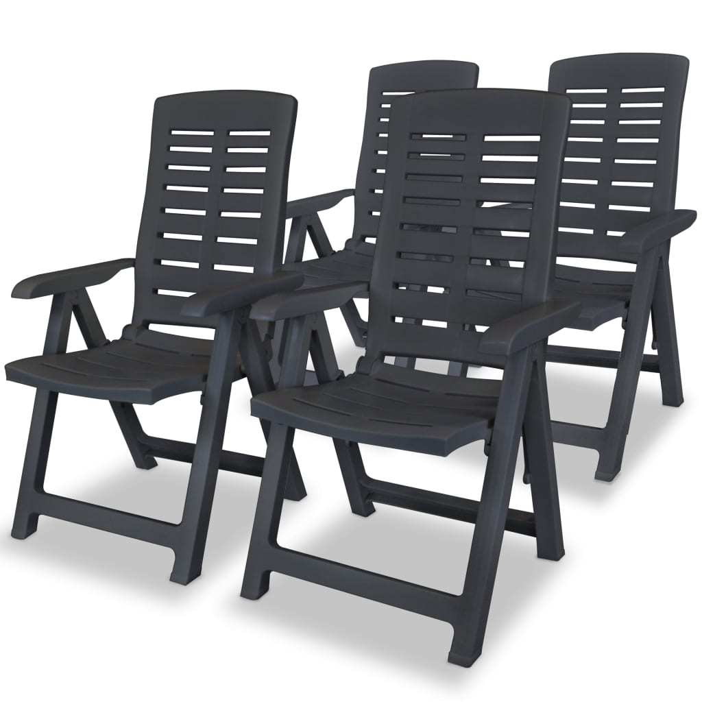 Anthracite Garden Lounge Chairs Set 4 for Outdoor Patio