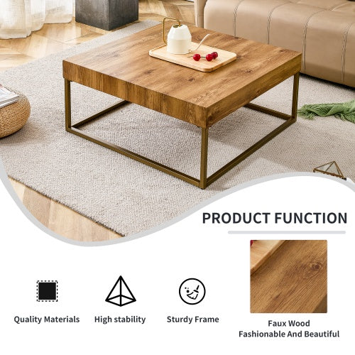 Modern Coffee Table With MDF Desktop And Metal Legs