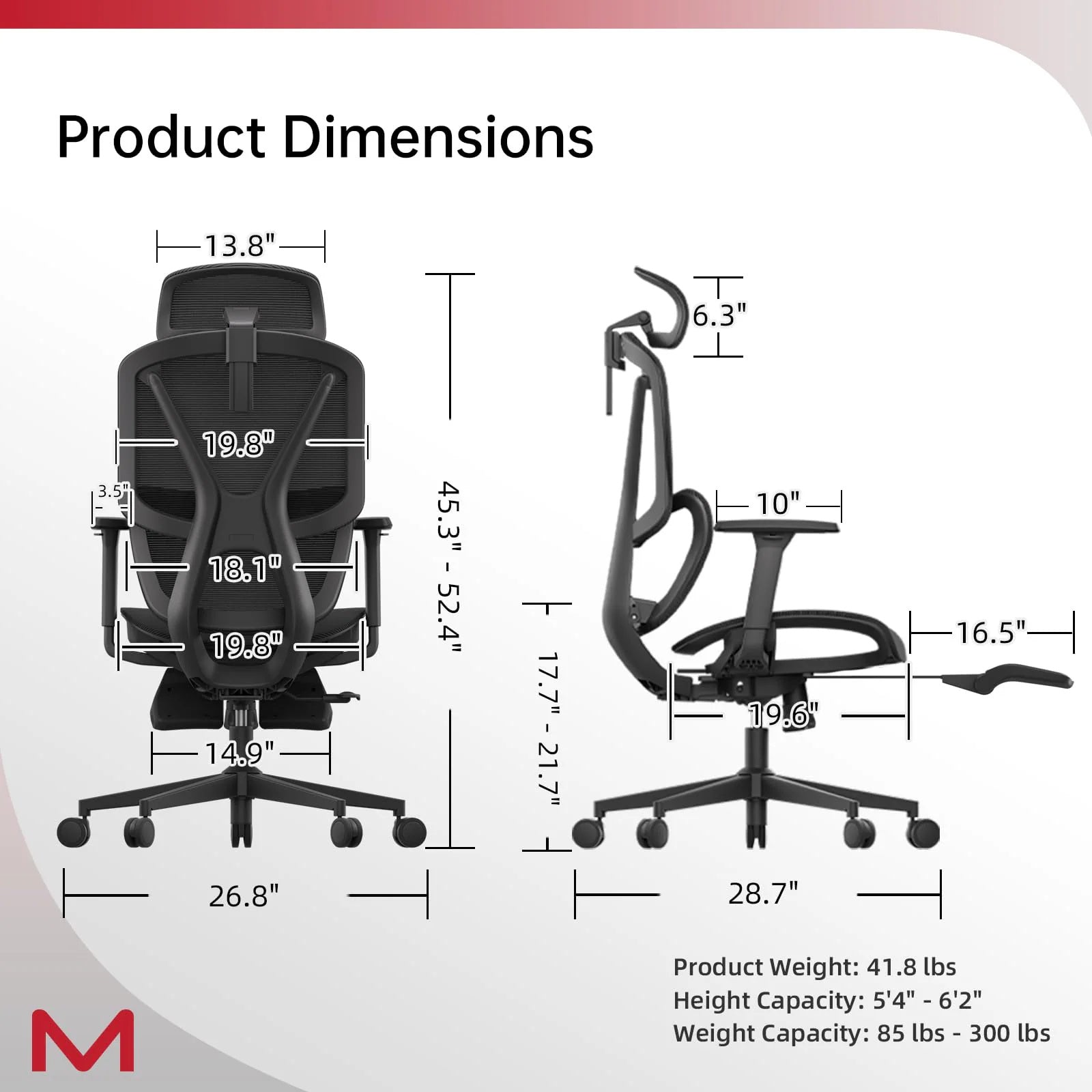 M2 MT Ergonomic High Back Office Chair With Lumbar Support