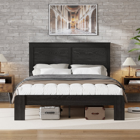 Antique black Anthony & Home studio platform king bed frame with sturdy wooden construction and elegant design