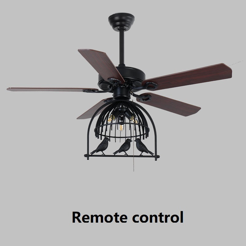 Retro Industrial Ceiling Fan Lamp 5 Blade Remote 70W 100W