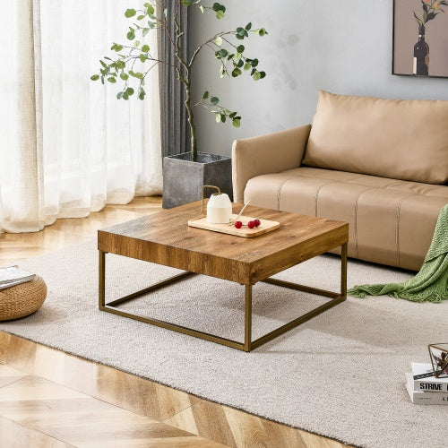Modern Coffee Table With MDF Desktop And Metal Legs
