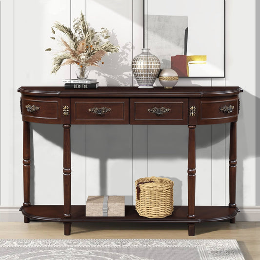 Espresso finish Anthony & Home console table with sleek design and sturdy wood construction, ideal for entryways or living rooms.
