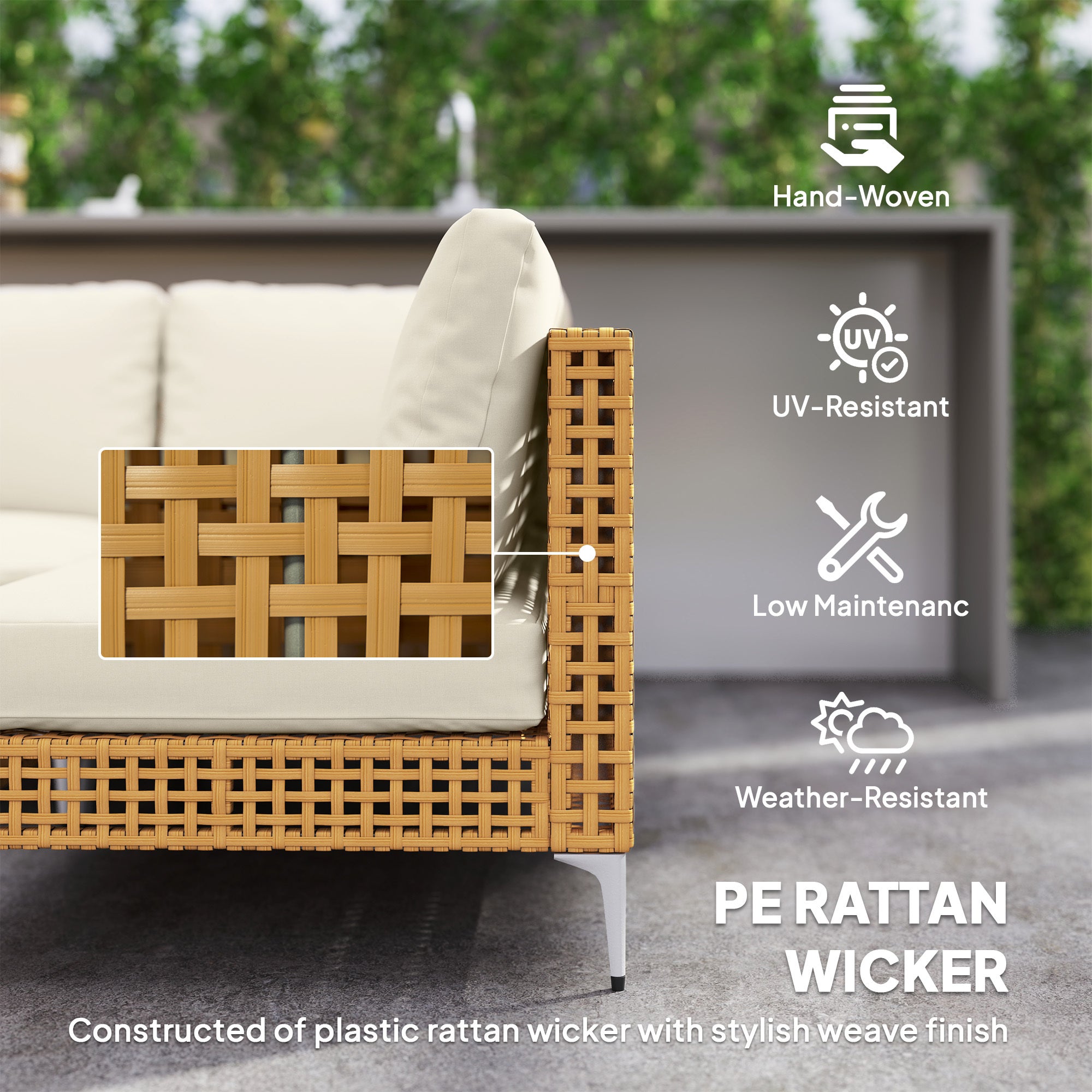 7 Piece Wicker Patio Furniture Set Modular Sectional