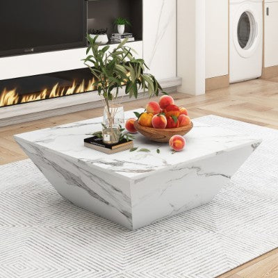 Marbling PVC Coffee Table White Nesting Table 70x70x36cm