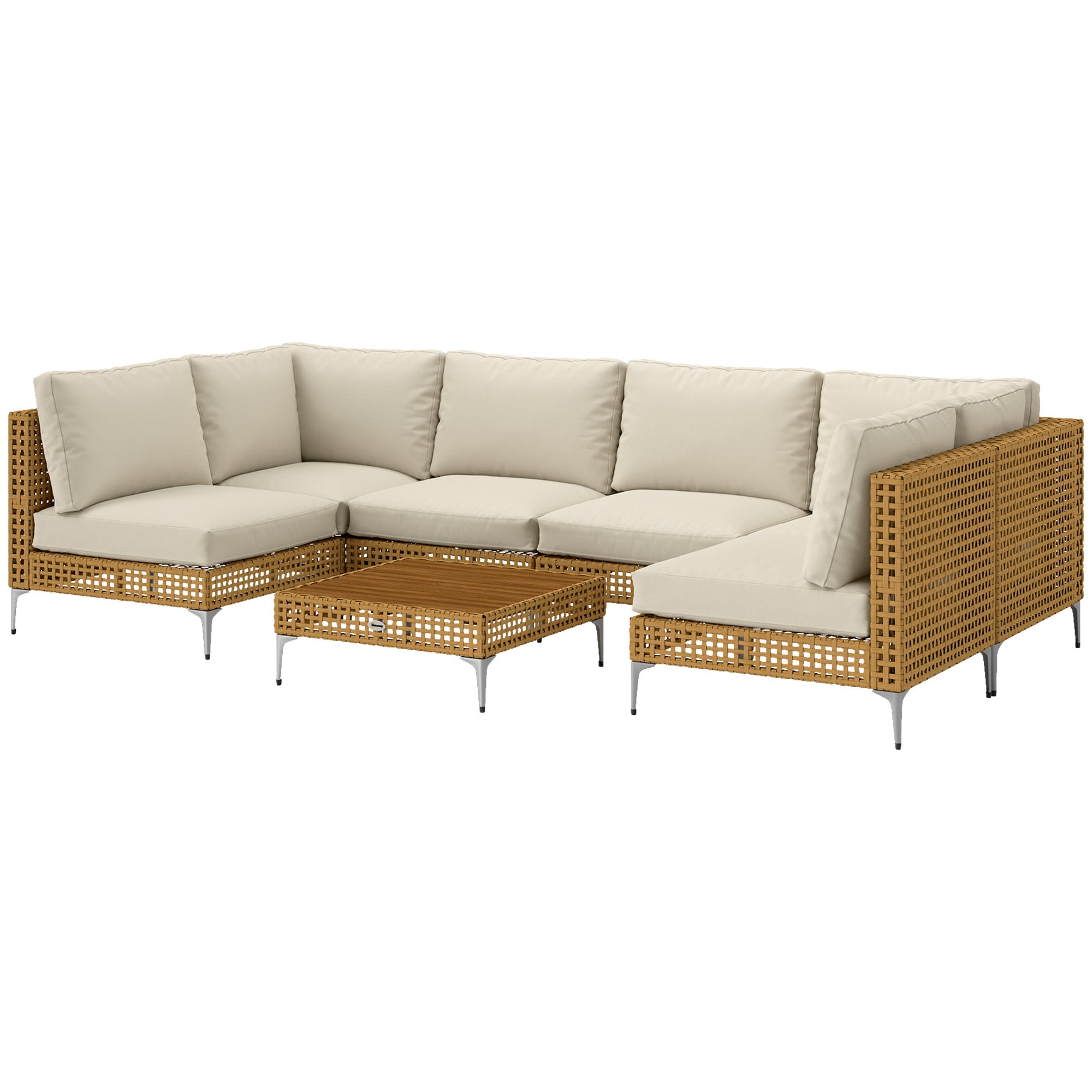 7 Piece Wicker Patio Furniture Set Modular Sectional