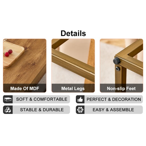 Modern Coffee Table With MDF Desktop And Metal Legs