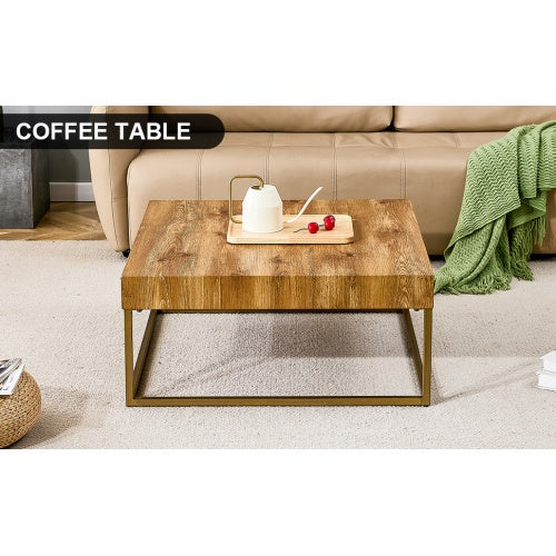 Modern Coffee Table With MDF Desktop And Metal Legs