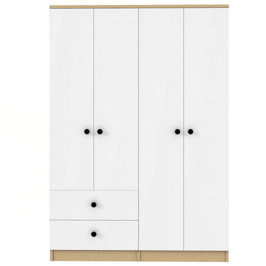 Anthony & Home Elite Pine Wardrobe with drawers, featuring natural wood finish, sturdy construction, and spacious storage compartments.